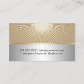 ヨガのインストラクターの金ゴールド光線のモダンの銀 名刺 (裏面)