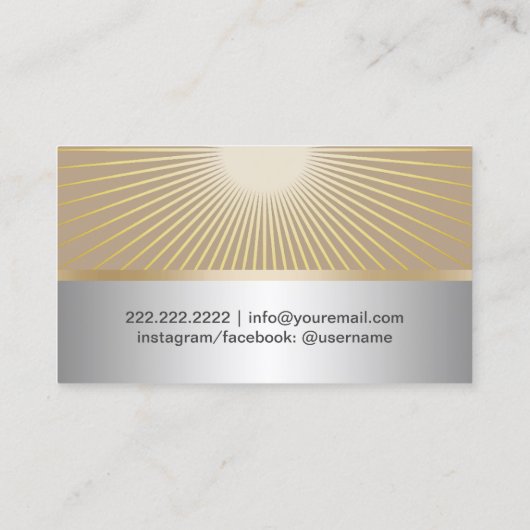 ヨガのインストラクターの金ゴールド光線のモダンの銀 名刺 (裏面)
