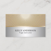ヨガのインストラクターの金ゴールド光線のモダンの銀 名刺 (正面)