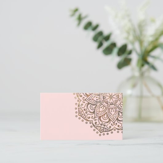 ヨガのインストラクターの金ゴールド|の抽象的な花の曼荼羅 名刺 (スタンド正面)