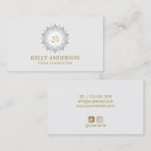 ヨガのインストラクターの金ゴールドOmの記号の白蓮教の花 名刺 (正面/裏面)