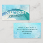 ヨガのインストラクターエレガントな|のターコイズの水彩画 名刺 (正面/裏面)