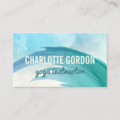 ヨガのインストラクターエレガントな|のターコイズの水彩画 名刺 (正面)