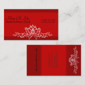 ヨガのインストラクター赤いアジア手のスケッチのはす 名刺 (正面/裏面)