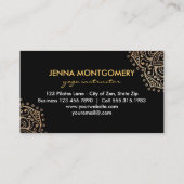 ヨガのインストラクター| Bohoの曼荼羅のエレガントな金ゴールドの黒 名刺 (裏面)