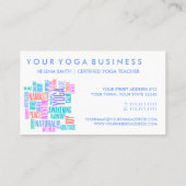 ヨガのエレガントなパステル単語の雲の喜び 名刺 (裏面)