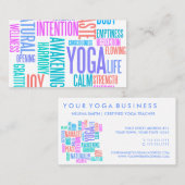 ヨガのエレガントなパステル単語の雲の喜び 名刺 (正面/裏面)