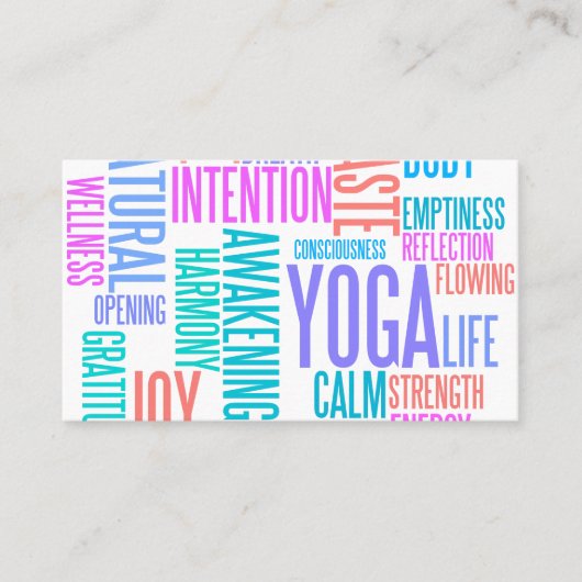 ヨガのエレガントなパステル単語の雲の喜び 名刺 (正面)