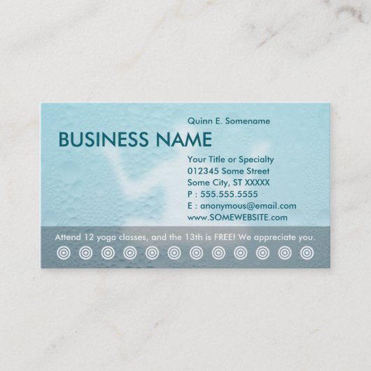 ヨガのクラスのパンチカード ロイヤリティカード (正面)