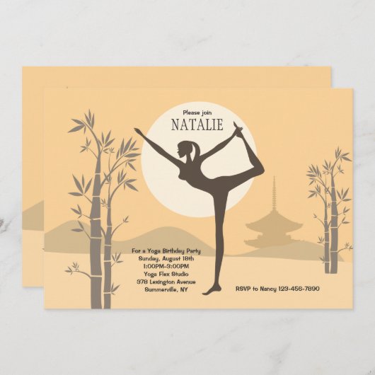 ヨガのスタンスの招待状 招待状 (正面/裏面)