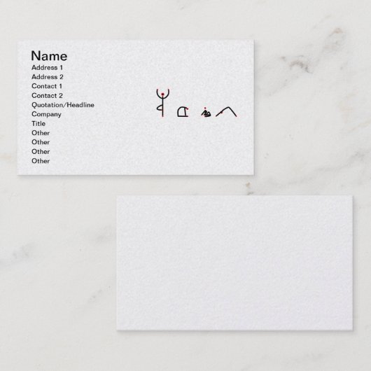 ヨガのスティックスフィギュアはYOGAのスペルをポーズする。 名刺 (正面/裏面)