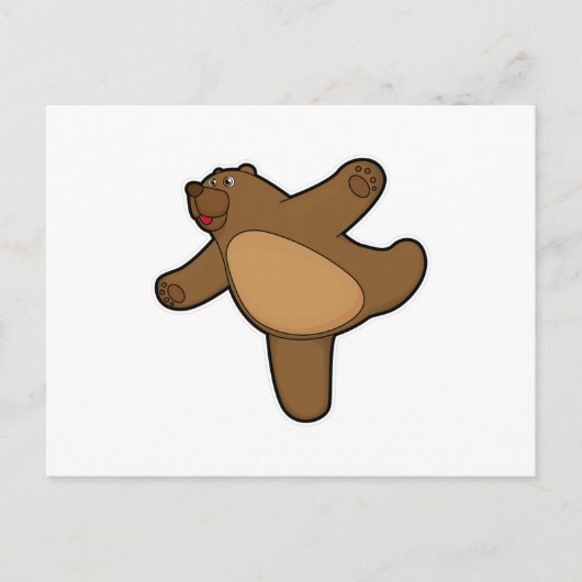 ヨガのストレッチエクササイズでのクマ ポストカード (正面)