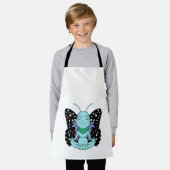 ヨガのストレッチ脚で蝶 エプロン (着用した状態)