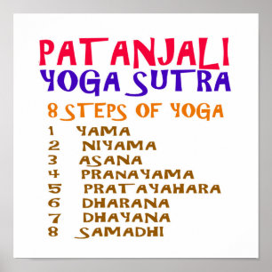 ヨガのチェックリスト: PATANJALI SUTRAの8つのステップ ポスター