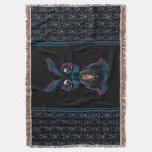 ヨガのポーズで瞑想するキュートなスターライトアイズのウサギ スローブランケット (正面縦)