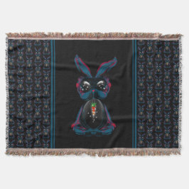 ヨガのポーズで瞑想するキュートなスターライトアイズのウサギ スローブランケット
