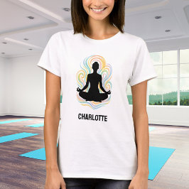 ヨガのポーズの渦 名前入り Tシャツ