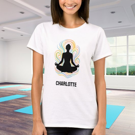 ヨガのポーズの渦 名前入り Tシャツ