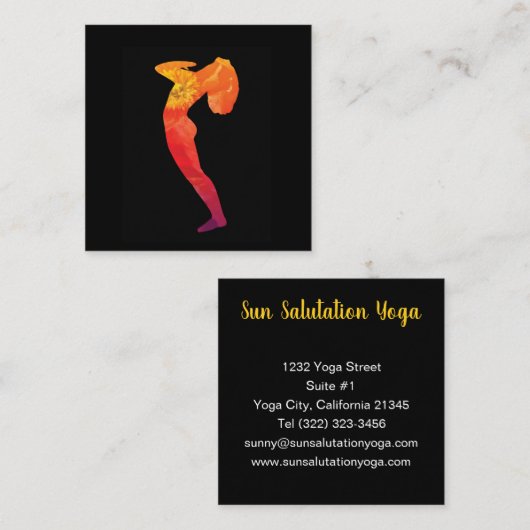 ヨガのポーズを練習する女性|カスタマイズ可能 スクエア名刺 (正面/裏面)