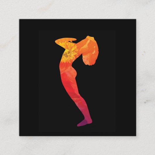 ヨガのポーズを練習する女性|カスタマイズ可能 スクエア名刺 (正面)