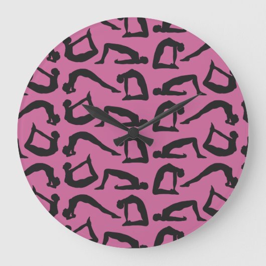 ヨガのポーズシルエット ラージ壁時計 (正面)