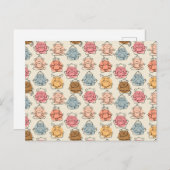 ヨガのポーズ |ヨガシームレスパターン42 ポストカード (正面/裏面)