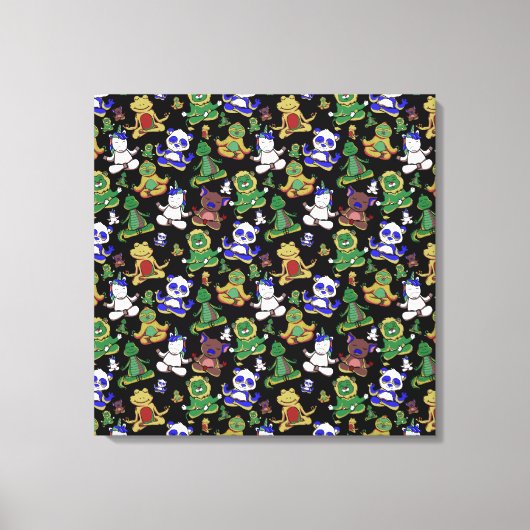 ヨガのポーズ |ヨガシームレスパターン45 キャンバスプリント (正面)