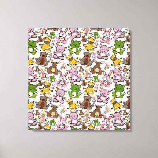 ヨガのポーズ |ヨガシームレスパターン58 キャンバスプリント (正面)