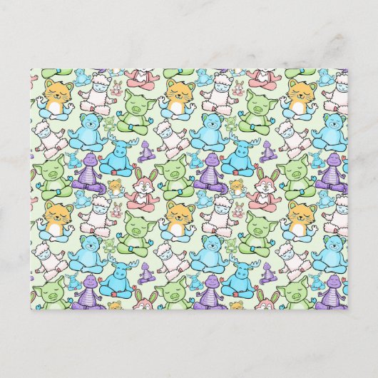 ヨガのポーズ |ヨガシームレスパターン63 ポストカード (正面)