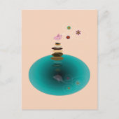 ヨガのポーズ、岩の上にバーディ ポストカード (正面)