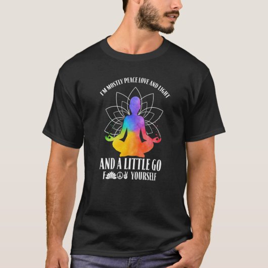 ヨガのポーズ 禅 定禅師 蓮の花 平和 L Tシャツ (正面)