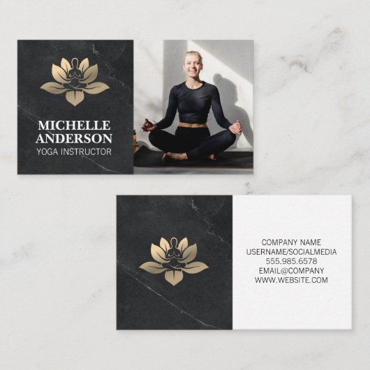 ヨガのロゴ | 写真の追加 名刺 (正面/裏面)