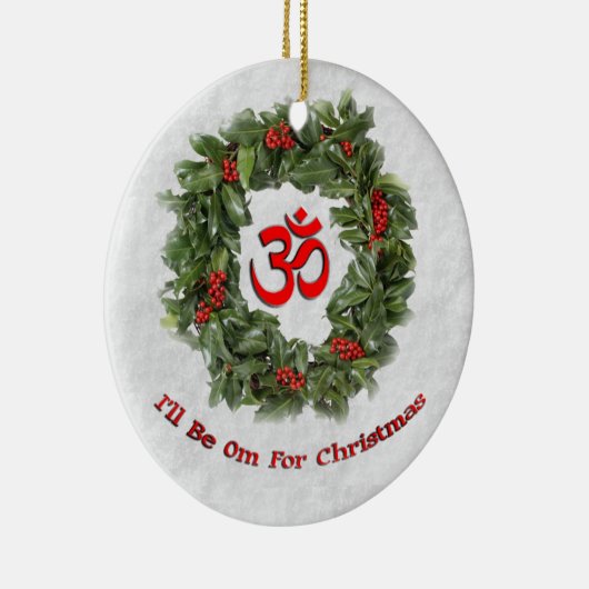 ヨガの休日のオーナメント"私はですクリスマスのためのOm " セラミックオーナメント (右)