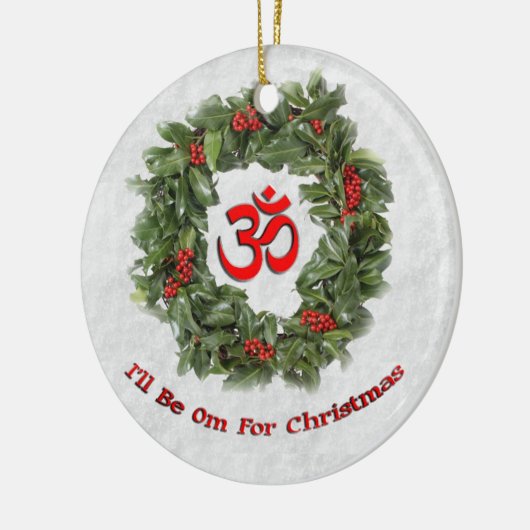 ヨガの休日のオーナメント"私はですクリスマスのためのOm " セラミックオーナメント (左)