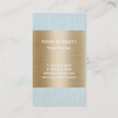 ヨガの先生の銀Omは淡いブルーの麻布に署名します 名刺 (裏面)