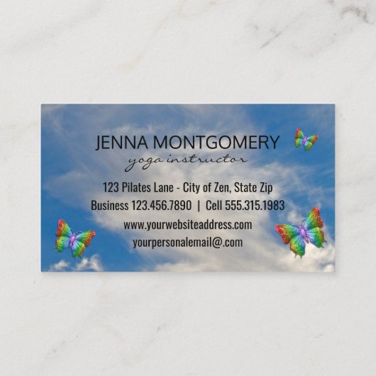 ヨガの先生|の虹の蝶水玉模様 名刺 (裏面)