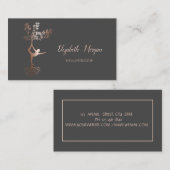 ヨガの先生、ローズゴールドツリーの女性のシルエット 名刺 (正面/裏面)