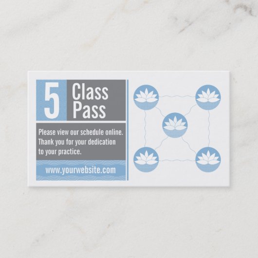 ヨガの名刺5のクラスのパス ロイヤリティカード (正面)