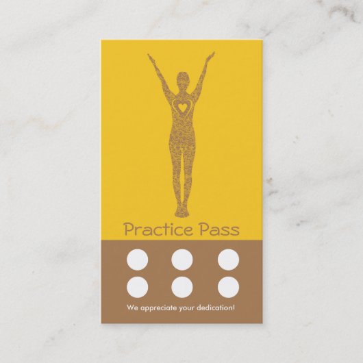 ヨガの名刺6のクラスのパス ロイヤリティカード (正面)