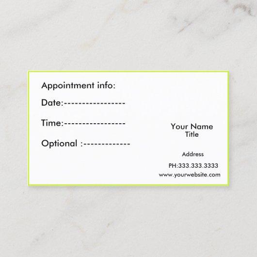 ヨガの名刺 予約カード (裏面)