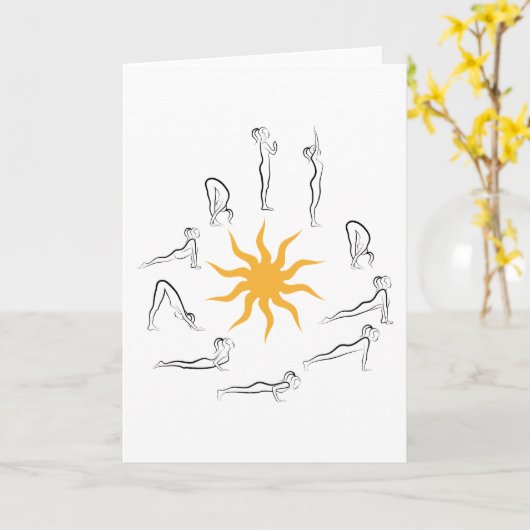 ヨガの太陽の挨拶 カード (黄色い花)