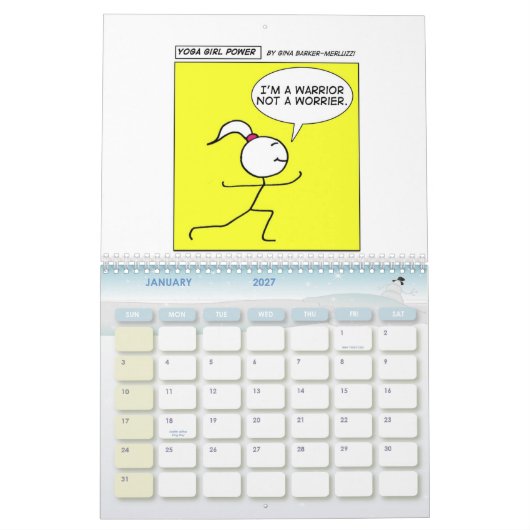 ヨガの女の子力"一年中" カレンダー (1月 2027)