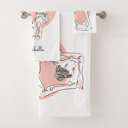 ヨガの女性の名前をカスタムするタオルセット バスタオルセット (インサイチュ)