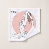 ヨガの女性の名前をカスタムするタオルセット バスタオルセット (ウォッシュタオル)