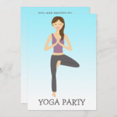 ヨガの女性 ツリー ポーズ ヨガパーティ 招待状 (正面/裏面)