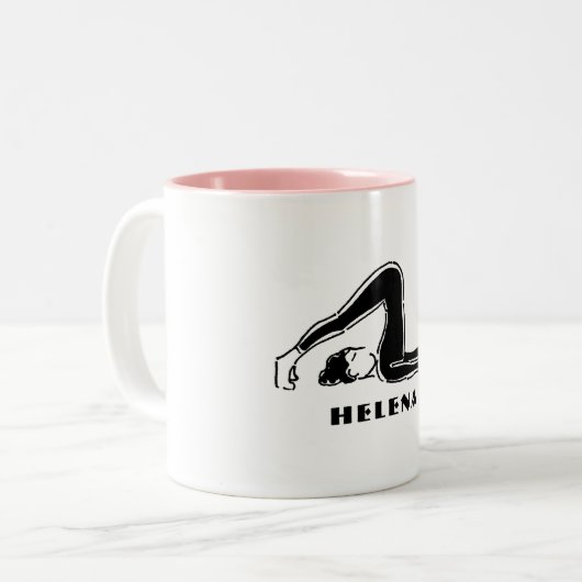ヨガの姿勢の彼女のためのパーソナライズなギフトのマグ ツートーンマグカップ (正面左)