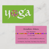 ヨガの平和サインのためのインストラクターホワイトの緑 名刺 (正面/裏面)