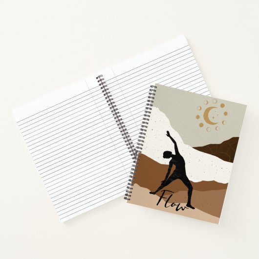 ヨガの戦士ポーズのシルエット瞑想フロー禅 ノートブック (内部)
