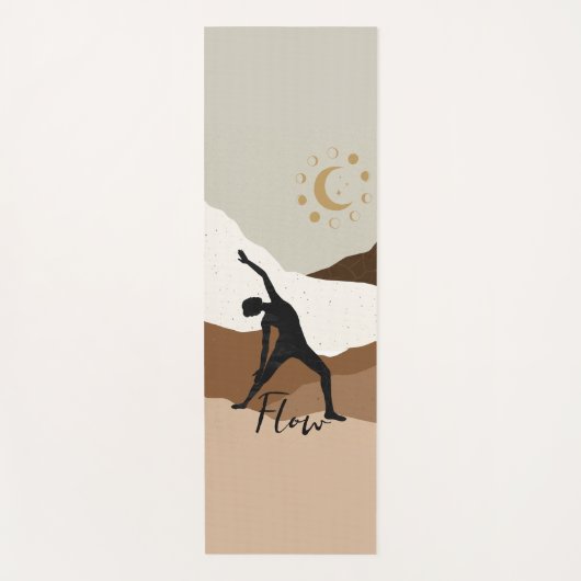 ヨガの戦士ポーズのシルエット瞑想フロー禅 ヨガマット (正面)