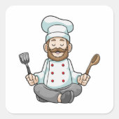 ヨガの料理エプロン付きシェフ スクエアシール (正面)